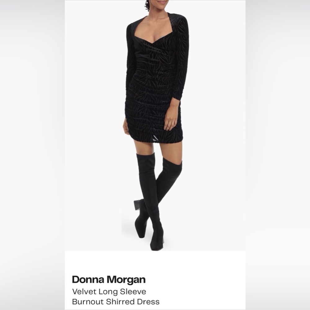 Donna Morgan Black Leaf Pattern Dress